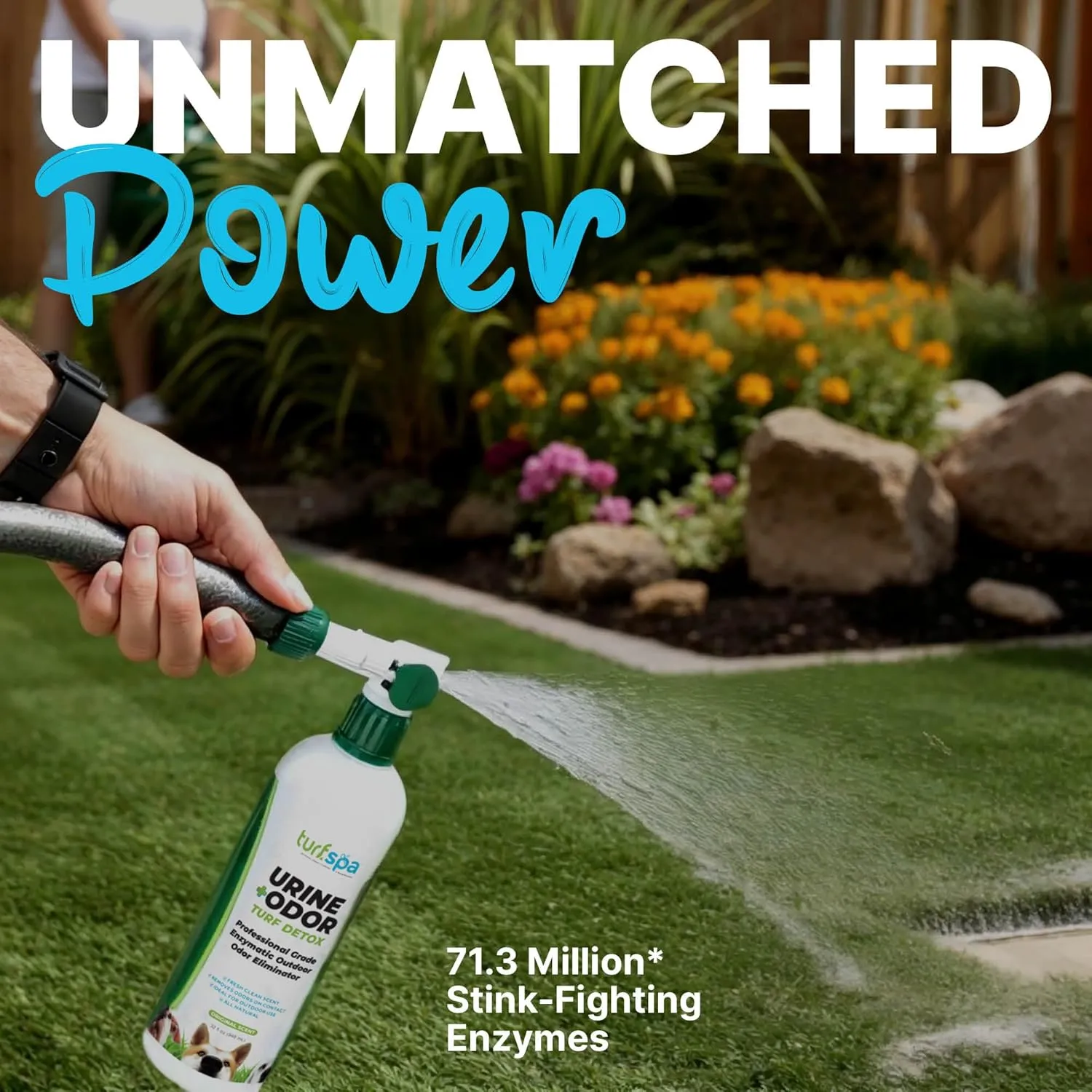 TurfSpa Urine & Odor Turf Detox, Pet Urine Odor Eliminator for Dogs, Ideal Pet Urine Enzyme Cleaner for Artificial Grass, Concrete, Rocks, Sod & Patios - 32 oz