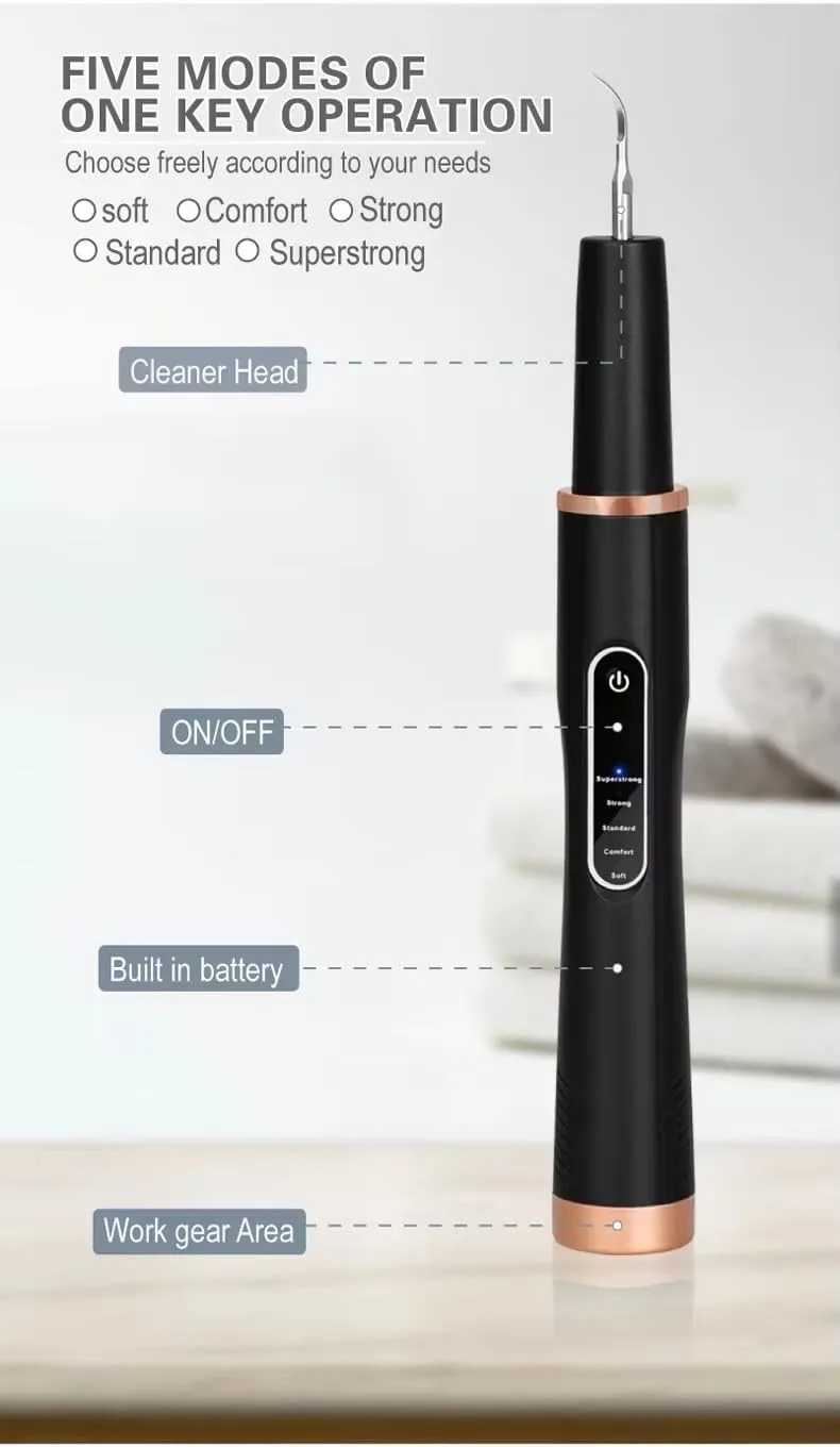 Ultrasonic Electric Teeth Cleaner  High Frequency, Plaque, Tartar & Calculus Remover for Dog & Cats, 42000 VPM, 5 Intensity Levels, IPX6 Waterproof, LED Display, Rechargeable, Teeth Cleaning (Black)