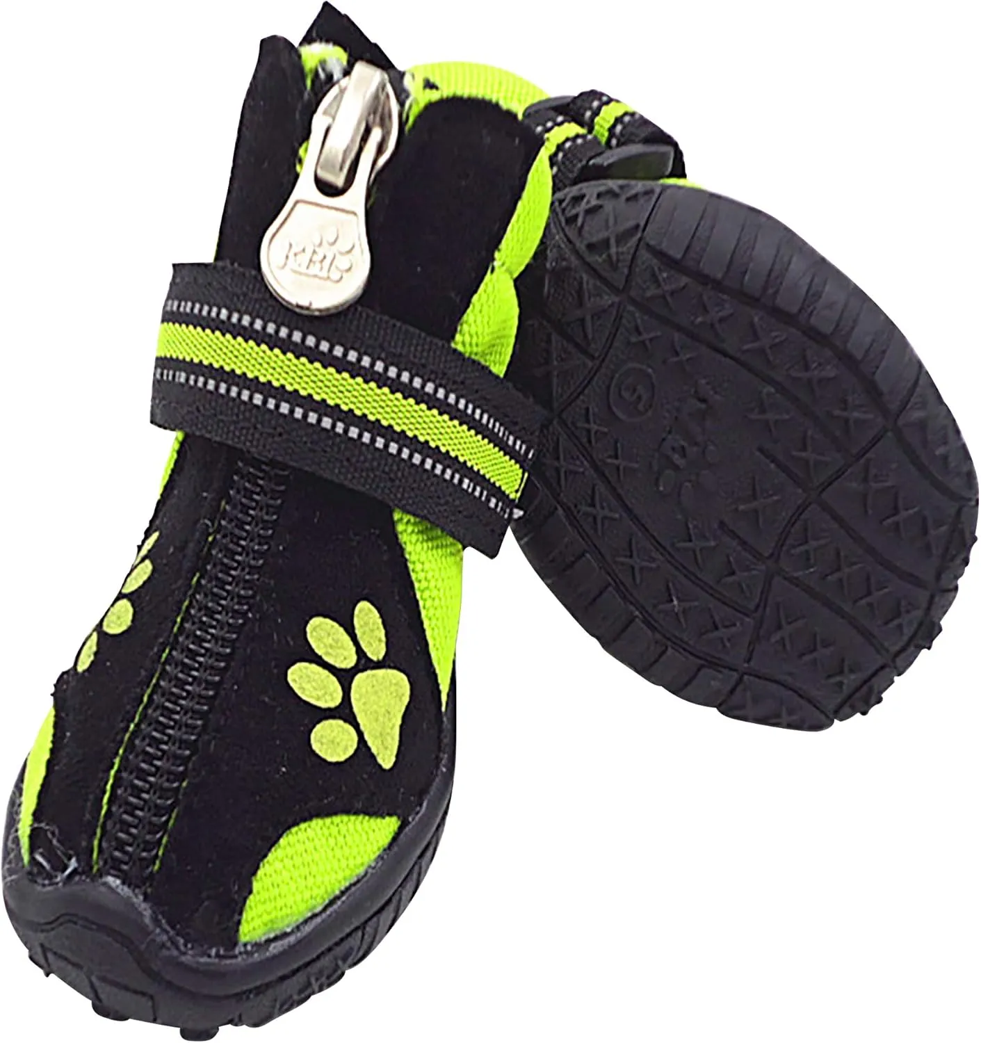 URBEST Dog Winter Shoes, Dog Boots Sports Non-Slip Pet Dog Anti-Slip Sole, Water Resistant Boots for Dogs 2 Pairs (2#, Green)
