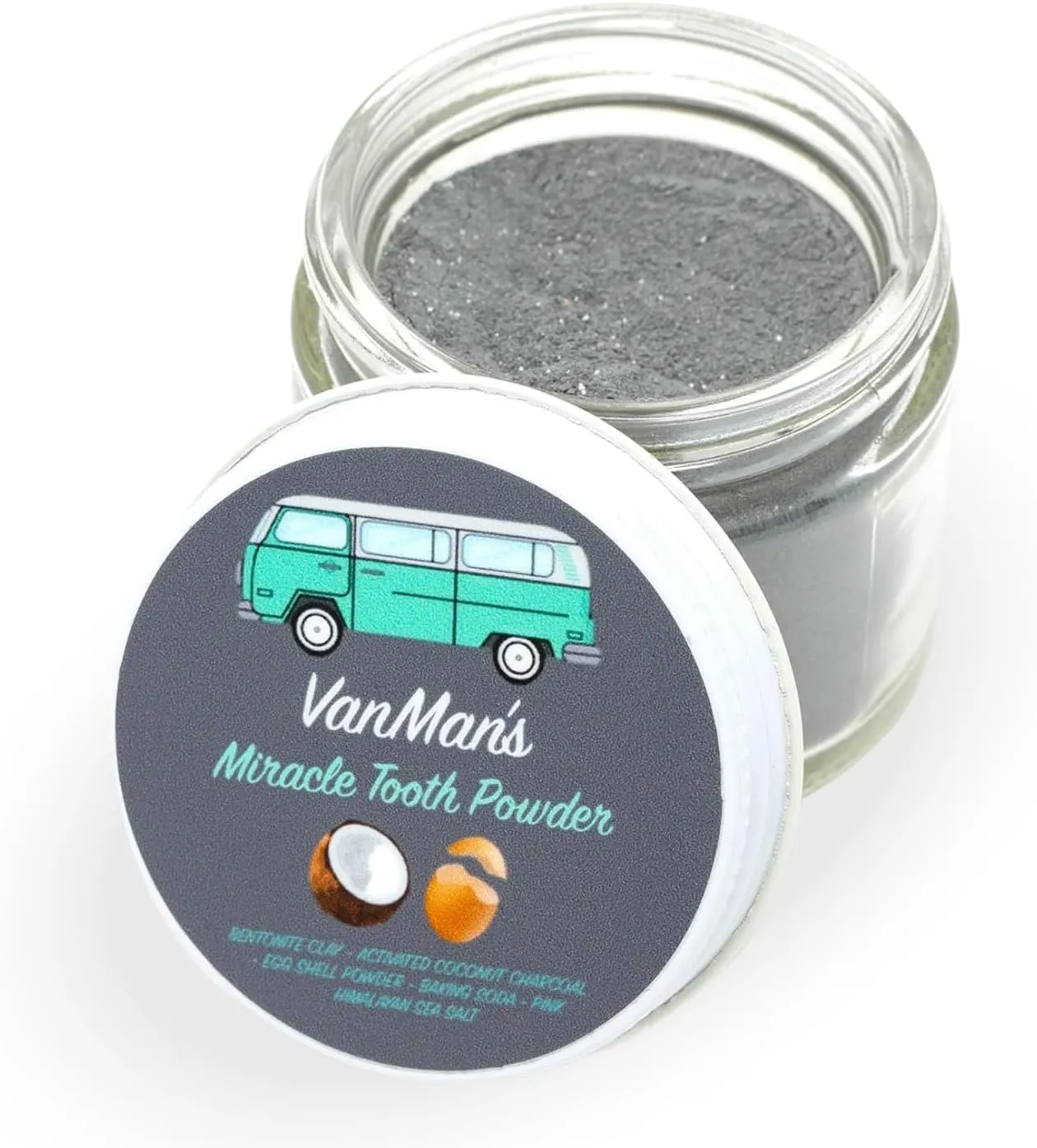Vanmans - Miracle Tooth Cleaning Powder Toothpaste - Fluoride-Free Whitening Tooth Powder with Coconut Charcoal, Eggshell Powder - Remineralizing Tooth Powder - 2.5 Ounce