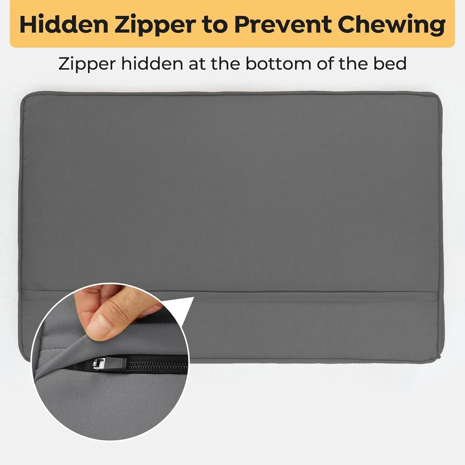 Veehoo Chew Proof Dog Bed for Crate, Durable Dog Crate Bed with Hidden Zipper, Outdoor Waterproof Pet Bed with Removable Washable Cover, Memory Foam Bed for Medium Dogs