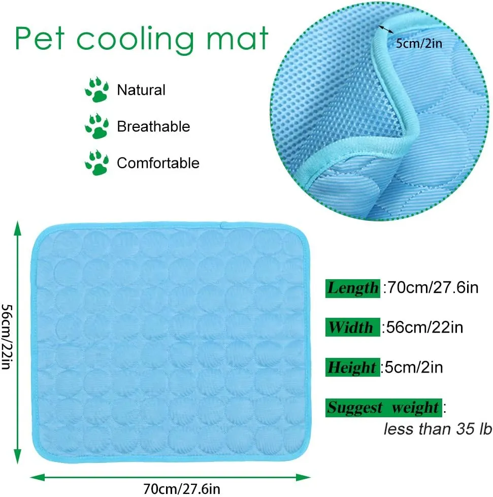 VeMee Dog Cooling Mat Cooling Mat for Dogs, Machine Washable Ice Silk Mat Cooling Blanket Cushion for Kennel/Sofa/Bed/Floor/Car Seats Cooling