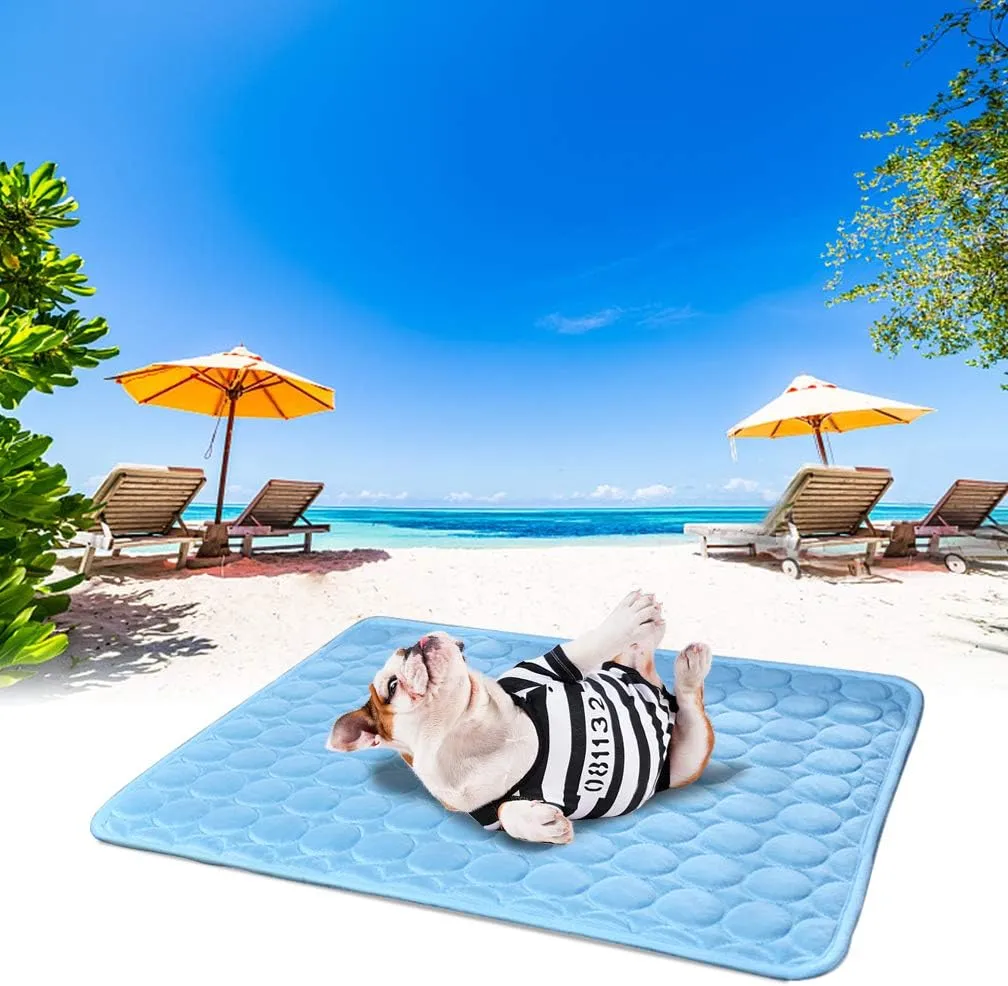 VeMee Dog Cooling Mat Cooling Mat for Dogs, Machine Washable Ice Silk Mat Cooling Blanket Cushion for Kennel/Sofa/Bed/Floor/Car Seats Cooling