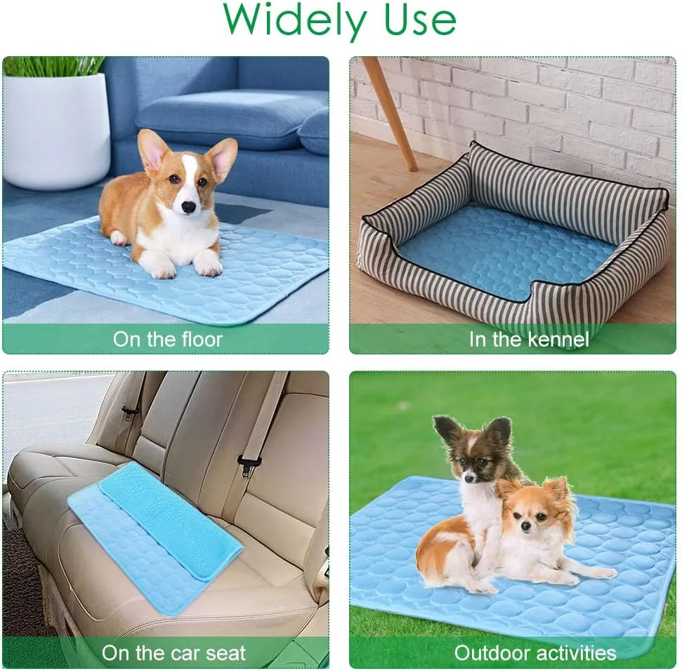 VeMee Dog Cooling Mat Cooling Mat for Dogs, Machine Washable Ice Silk Mat Cooling Blanket Cushion for Kennel/Sofa/Bed/Floor/Car Seats Cooling