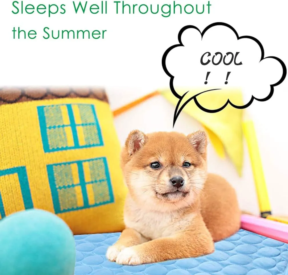 VeMee Dog Cooling Mat Cooling Mat for Dogs, Machine Washable Ice Silk Mat Cooling Blanket Cushion for Kennel/Sofa/Bed/Floor/Car Seats Cooling
