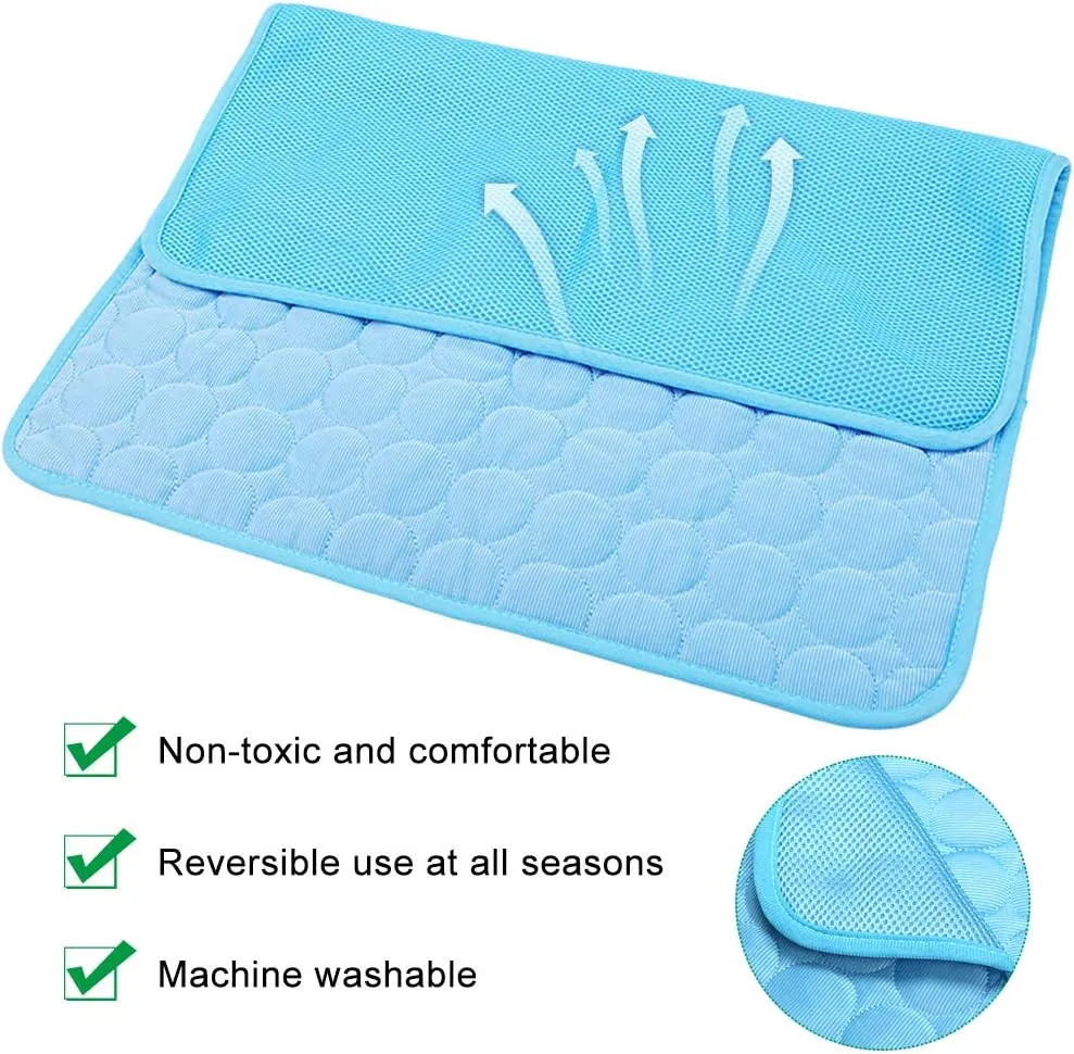 VeMee Dog Cooling Mat Cooling Mat for Dogs, Machine Washable Ice Silk Mat Cooling Blanket Cushion for Kennel/Sofa/Bed/Floor/Car Seats Cooling