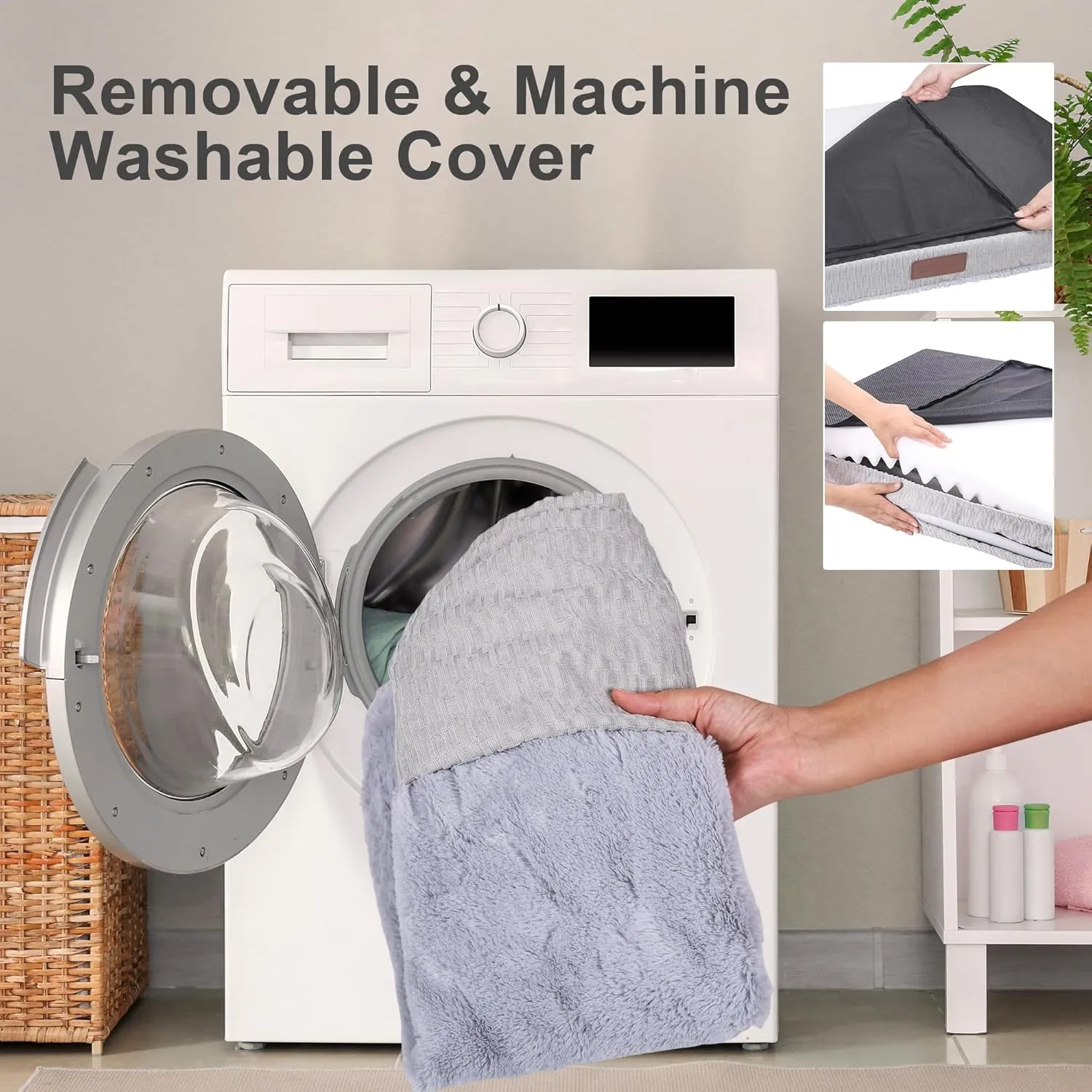 Washable Dog Bed Orthopedic Bed with Waterproof Lining Memory Foam Dog Bed Durable Sofa Pet Bed Removable Cover with Zipper and Bolster Nonslip BottomDark Grey XL