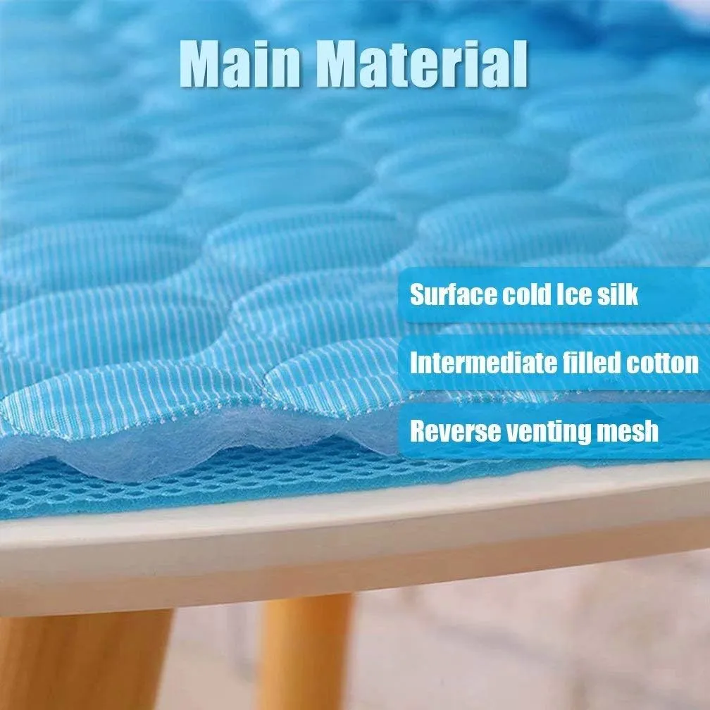 Washable Dog Cooling Mat Ice Silk Pet Self Cooling Pad Blanket for Indoor & Outdoor Car Seats (Blue, 40x28 in)