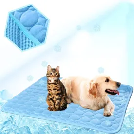 Washable Dog Cooling Mat Ice Silk Pet Self Cooling Pad Blanket for Indoor & Outdoor Car Seats (Blue, 40x28 in)