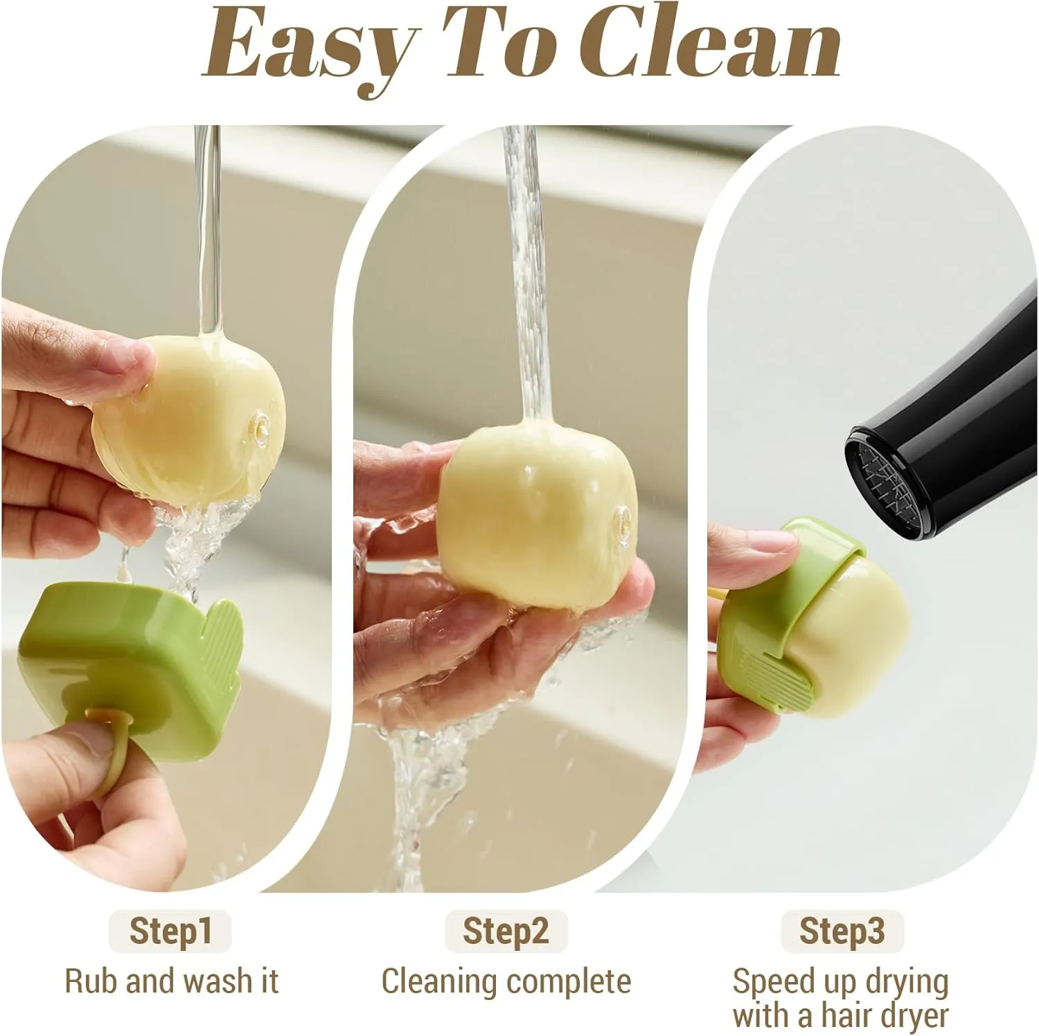Washable Reusable Lint Roller,Mini Lint Rollers,Portable Pet Hair Remover for Clothes, Furniture & Car Seats (1, Beige)