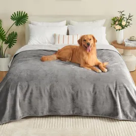 Waterproof Blanket 80"x90" for Adults, Reversible Waterproof Bed Cover for Dogs Cats Pets, Soft Leakproof Blanket for Bed Couch Sofa Furniture Protector, Grey/Light Grey