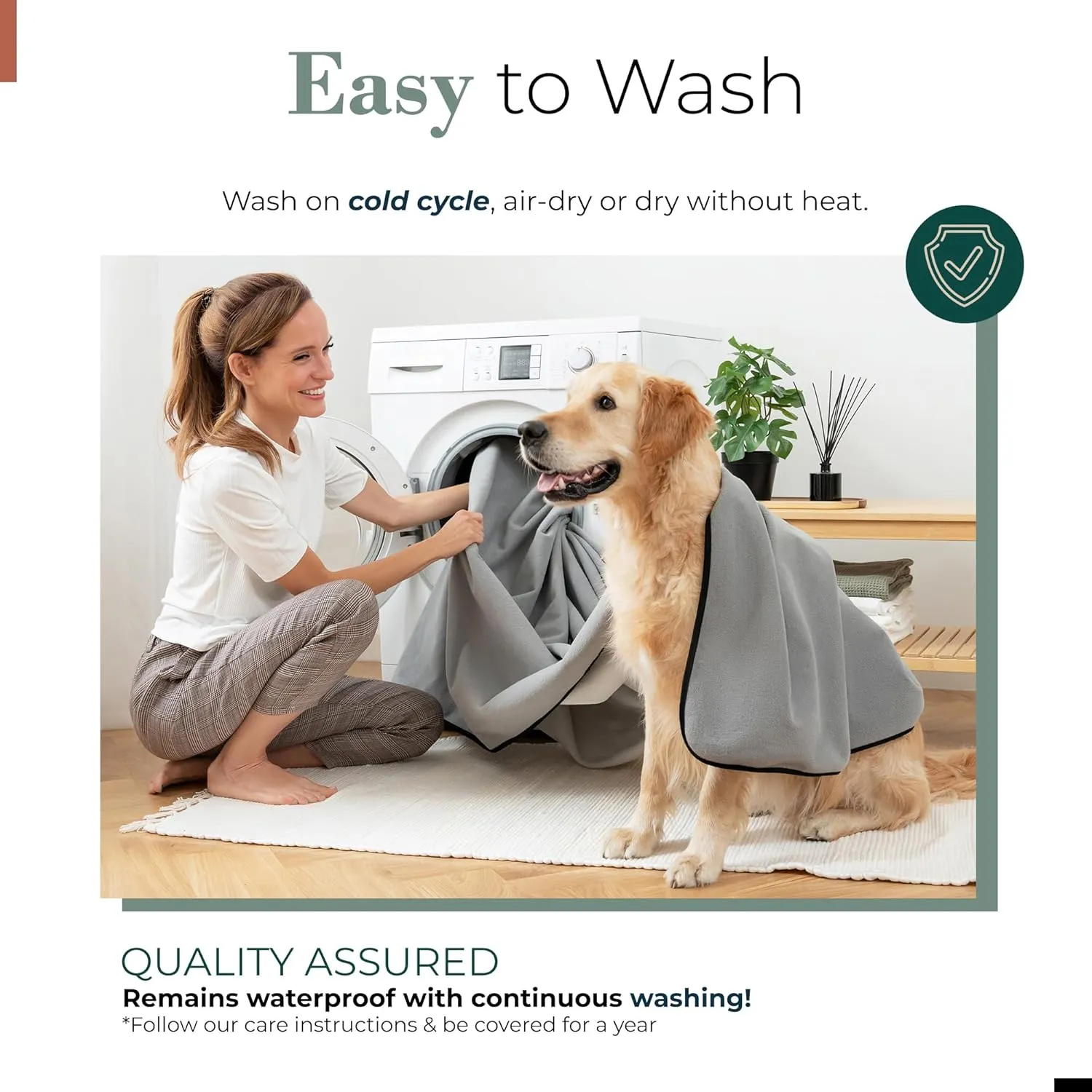 Waterproof Blanket for Bed - Large Waterproof Dog Blanket - Soft Reversible Furniture Protector for Pets & Home, Ideal for Bed, Couch, or Dog Crate - Grey 60"x80"