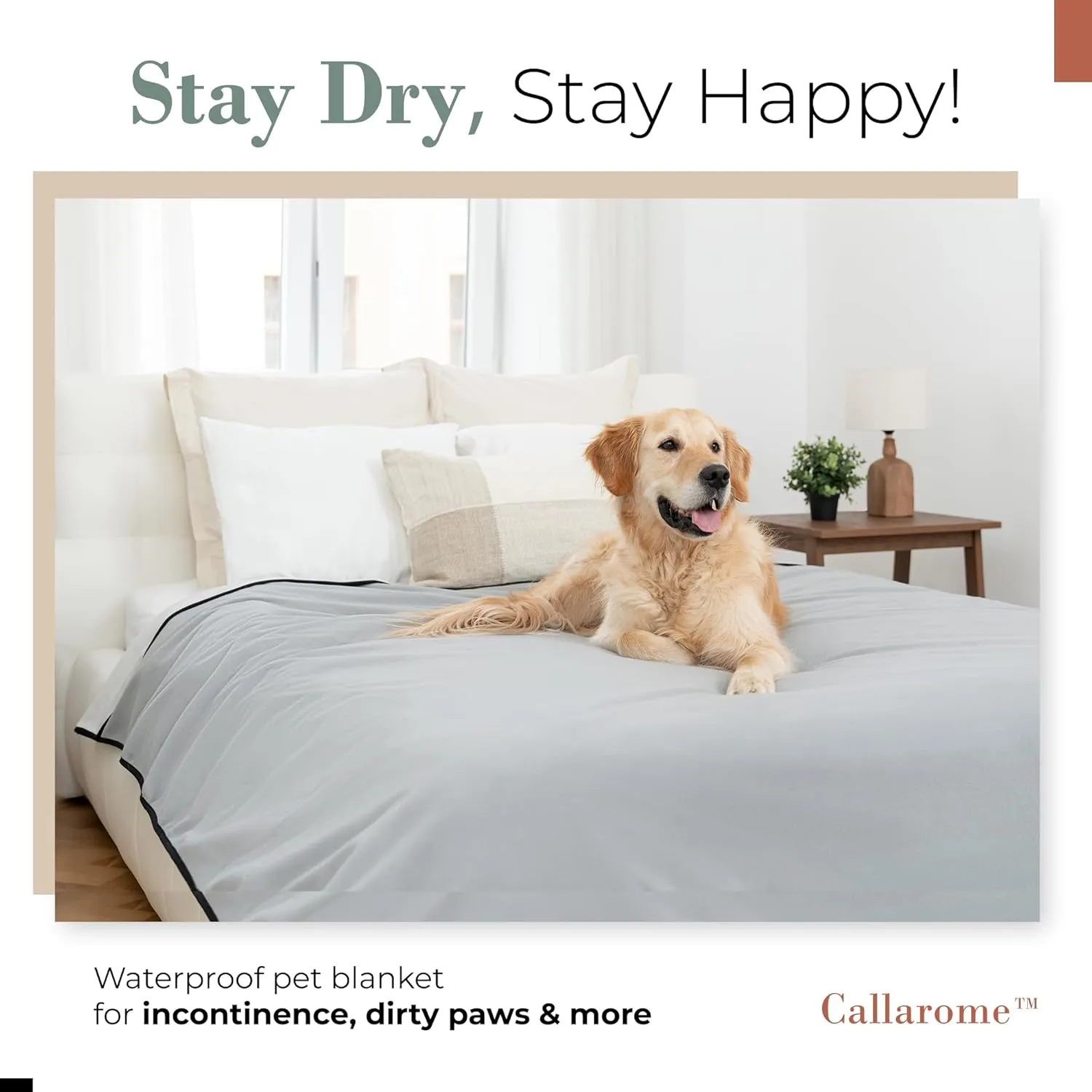 Waterproof Blanket for Bed - Large Waterproof Dog Blanket - Soft Reversible Furniture Protector for Pets & Home, Ideal for Bed, Couch, or Dog Crate - Grey 60"x80"