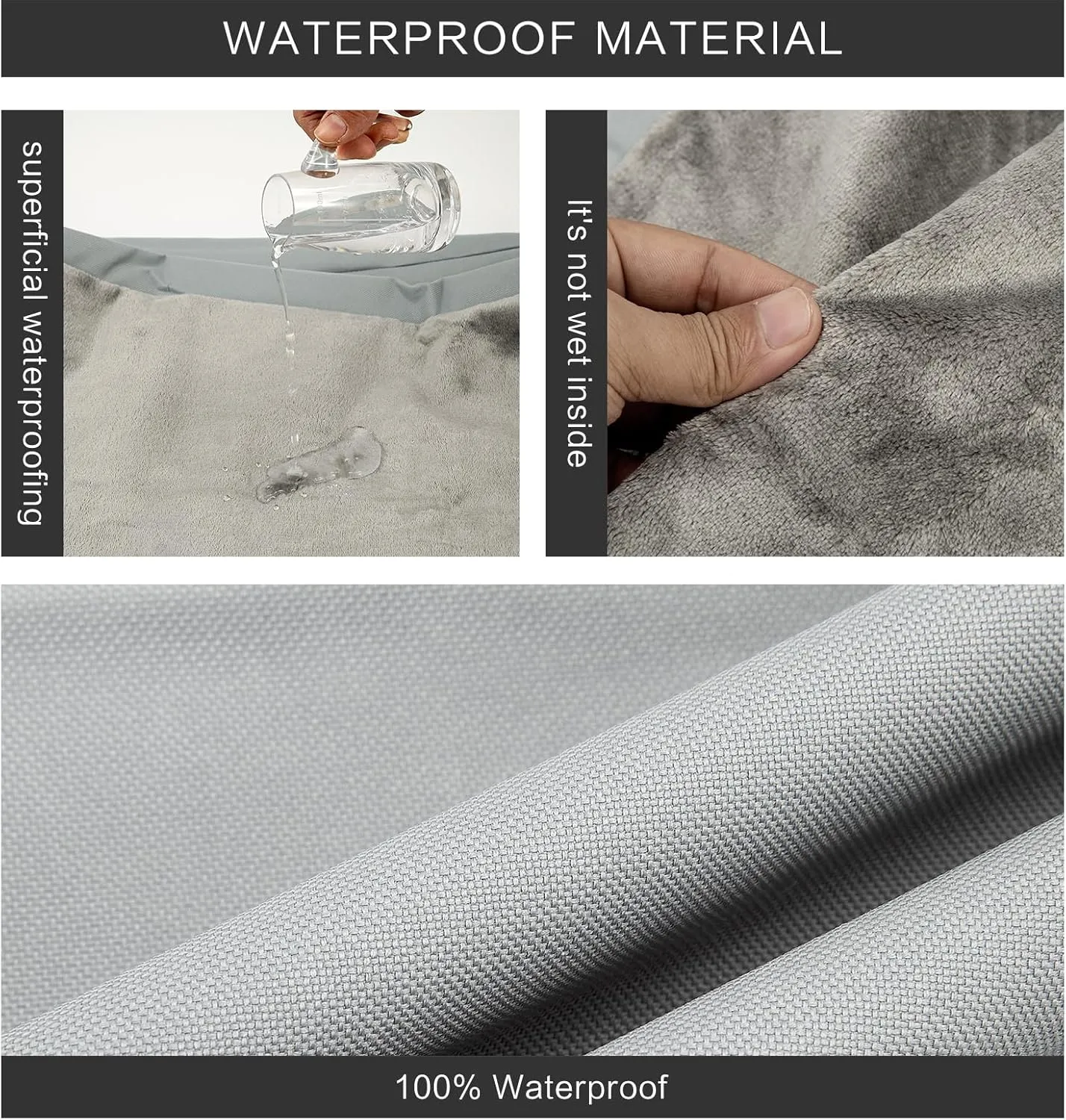 Waterproof Dog Bed Cover with Zipper, Washable Pet Hair Easy to Remove Fluffy Dog Bed Replacement Cover, Removable Puppy Pet Bed Cover for Dog CAE, Cover Only (Gray, Small)