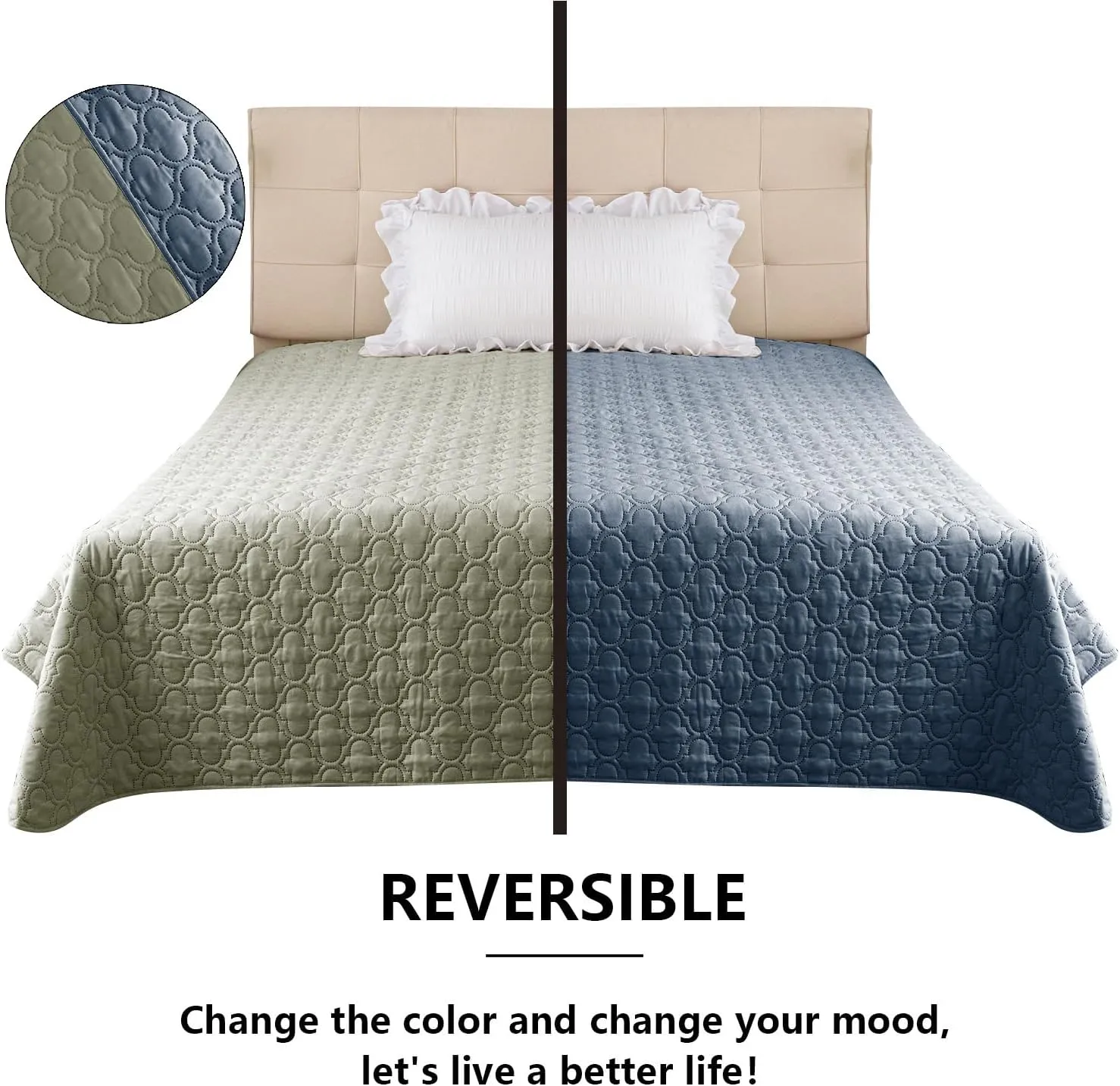 Waterproof Dog Blanket, Washable Pet Couch Covers for Dogs, Sofa Bed Furniture Protector Cover for Puppy Kids Reversible(68x82 Inch, Blue Green)