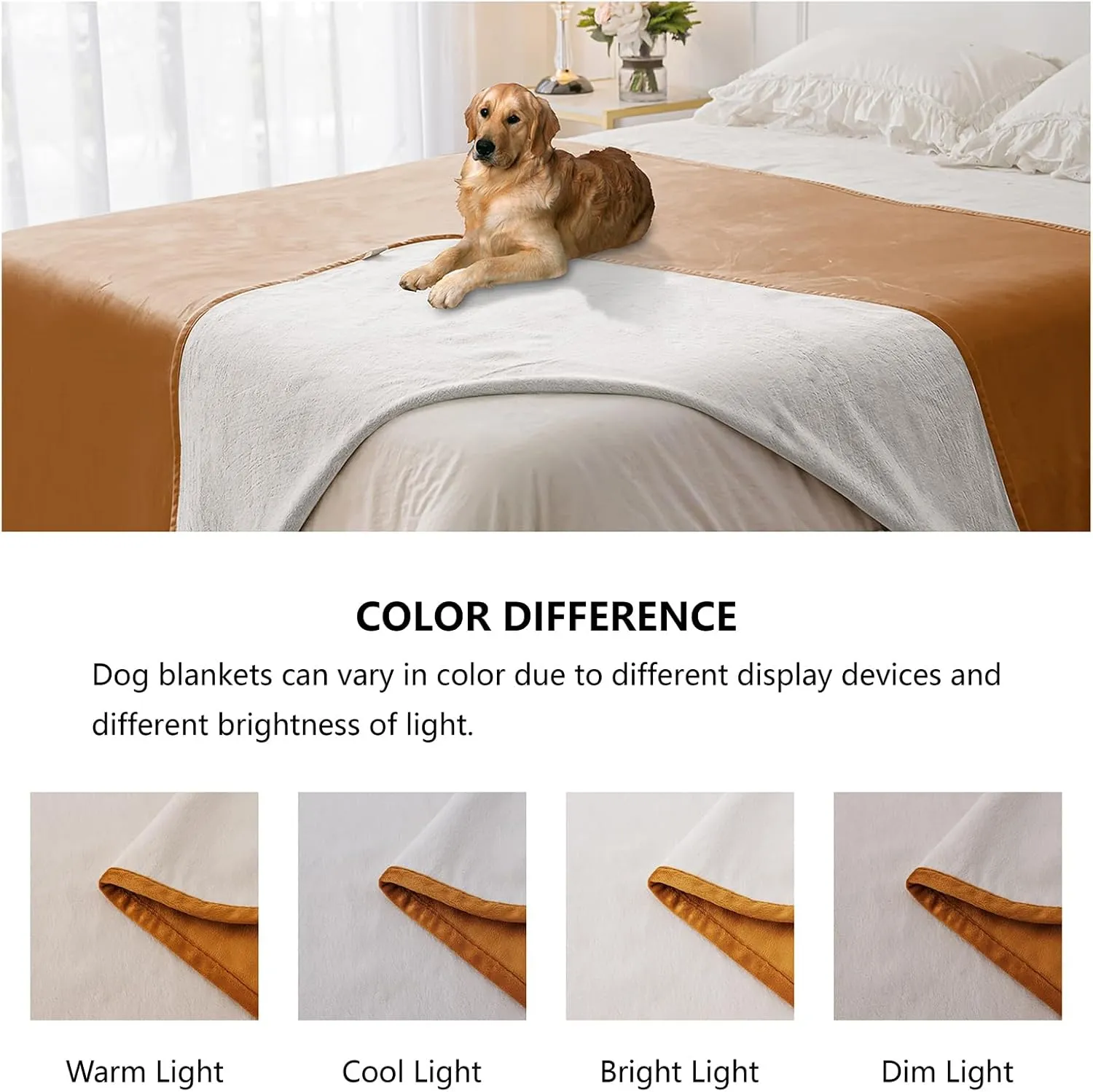 Waterproof Dog Blankets, Washable Pee Proof Pet Blanket for Couch, Soft Reversible Puppy Throw Furniture Protector Cover for Bed Sofa-68"x82",Orange Cream