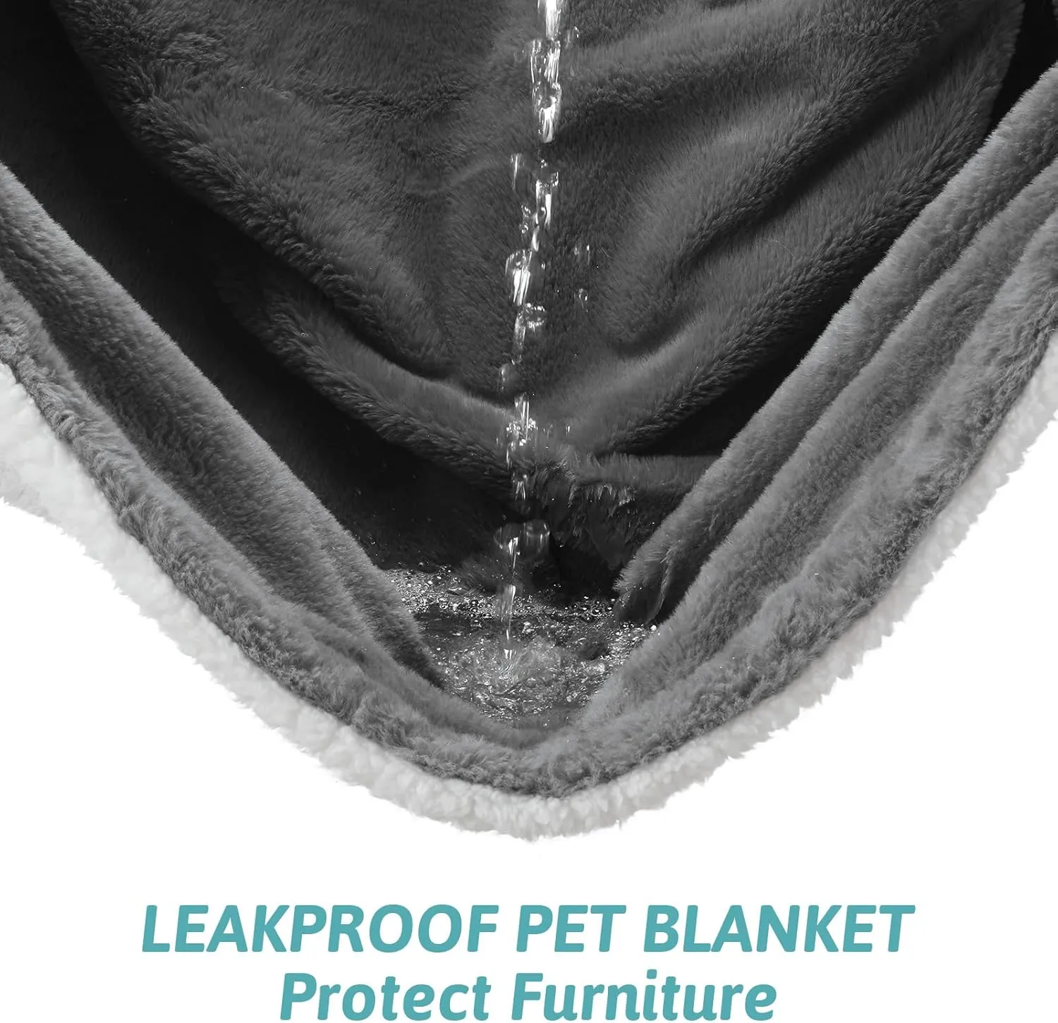 Waterproof Pet Blanket, Soft Faux Fur Dog Blanket for Woman Sofa Bed Couch Protector, Liquid Pee Proof Throw for Large Dog or Cat, Reversible Washable, Double Sided, 50x60 in, Grey