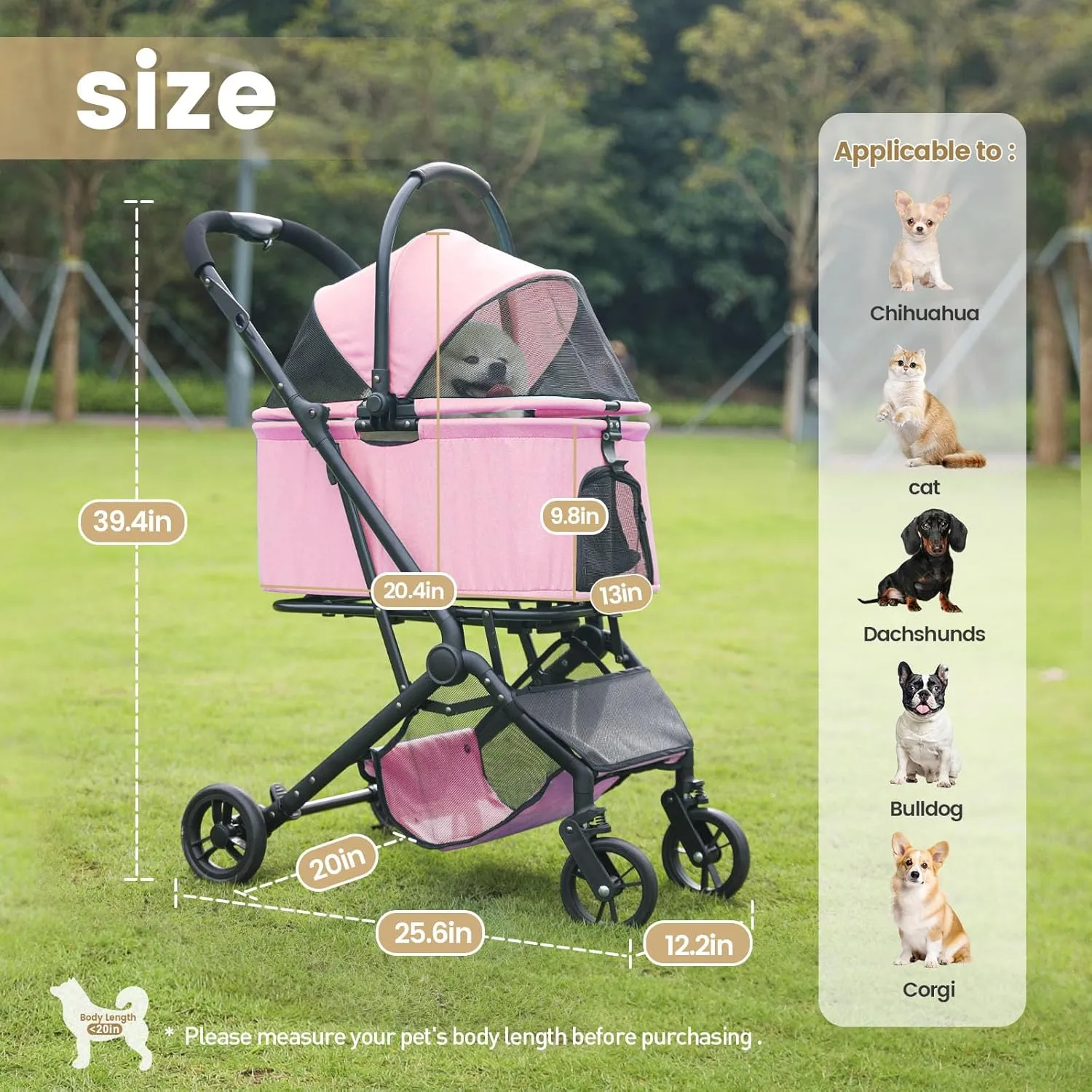 Wedyvko Dog Stroller, Carrier, Car Seat & Pet Stroller for Small Dogs, Max Load 33 lbs with Dog Poop Bags & Dispenser, Basket and Cup Holder (Coffee)