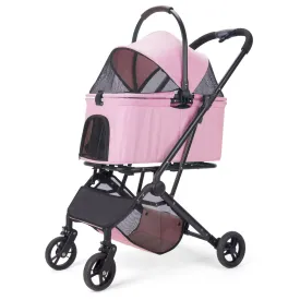 Wedyvko Dog Stroller, Carrier, Car Seat & Pet Stroller for Small Dogs, Max Load 33 lbs with Dog Poop Bags & Dispenser, Basket and Cup Holder (Coffee)