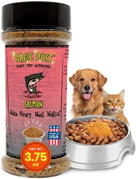 Wild Meadow Farms - Magic Dust Salmon Jerky Topper, Single Protein Pet Food Topper for Dogs & Cats, Enhance Flavor & Elevate Mealtime Excitement for Picky Eaters - 3.5 Ounce Bottle in Salmon Flavor