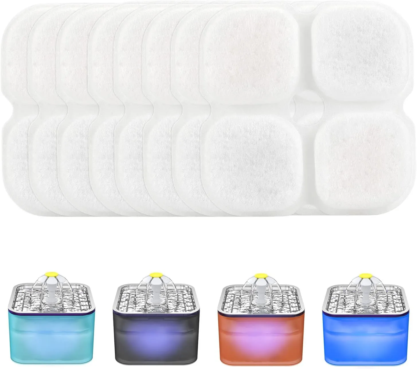 Wonder Creature Cat Water Fountain Filter Replacement, 6/8/6 6/12 12 Pack for Crystal Cat Fountain, 3L/101oz Pet Water Dispenser Filters (8 Pack)