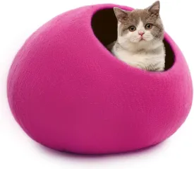 Woolygon Premium Wool Cat Cave Bed - Felt Cat Cave Handmade from 100% Merino Wool, Pet Friendly Felt Cat Bed for Indoor Cats and Kittens