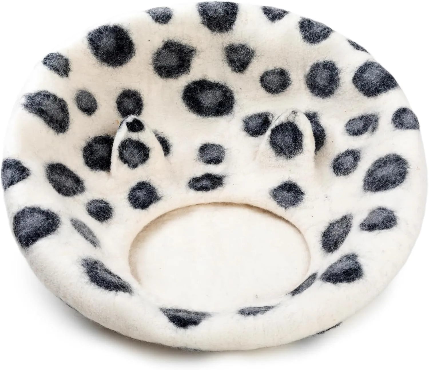 Woolygon Wool Cat Cave Bed - Extra Warm, Handcrafted, Eco-Friendly Felt Cat Cave for Indoor Cats and Kittens (White Polka)