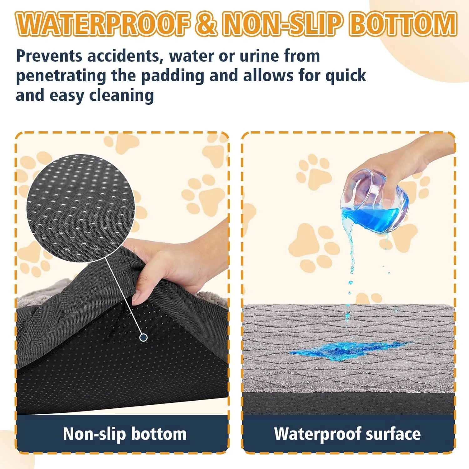 XL Dog Crate Bed - Soft Fluffy Memory Foam Dog Bed with Anti-Slip Bottom, Machine Washable Squishmallow Pet Bed for Extra Large Dogs (41"x27"x3.5", Grey)