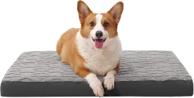 XL Dog Crate Bed - Soft Fluffy Memory Foam Dog Bed with Anti-Slip Bottom, Machine Washable Squishmallow Pet Bed for Extra Large Dogs (41"x27"x3.5", Grey)
