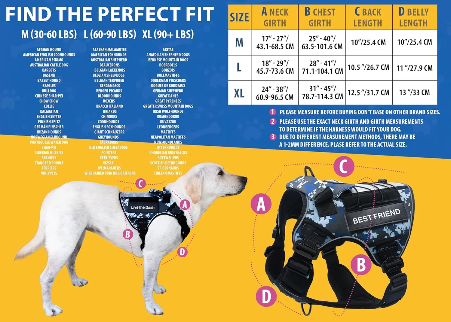XXL Reflective Xdog Vest No Pull 100lb with 4 Metal Buckles & Double Stitching CAPTAIN DOG - XXXL Dog Harness with 2 Removeable Patches, Tactical Dog Harness with Poop Bag Holder - Black.