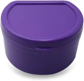 Yu2d Denture Bath Box Case Dental False Teeth Storage Box with Hanging Net ContainerPurple