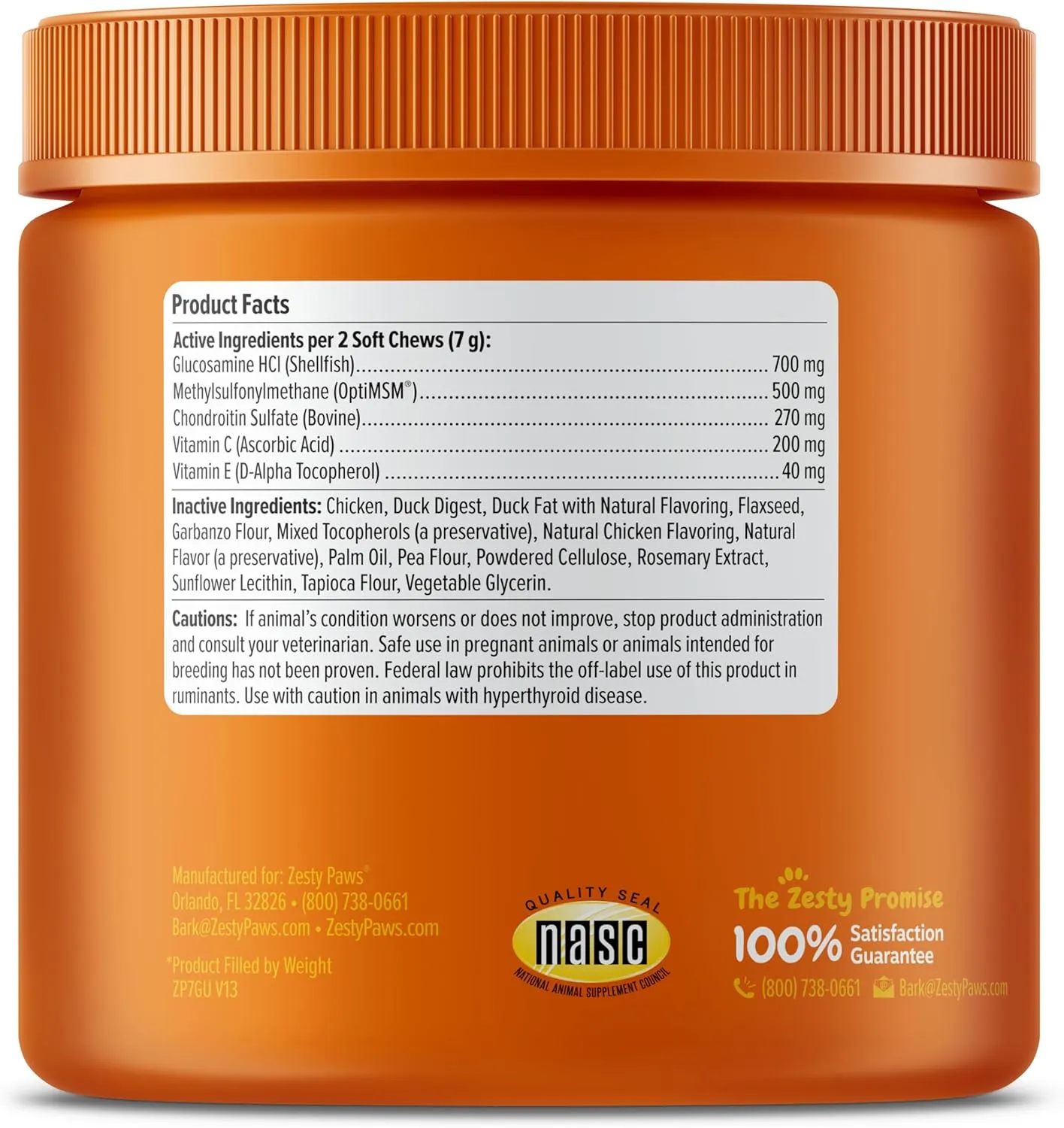 Zesty Paws Hip and Joint Supplement for Dogs - Glucosamine with Chondroitin, MSM, Vitamins C and E Dog Joint Relief - Mobility Bites Duck  90 Count