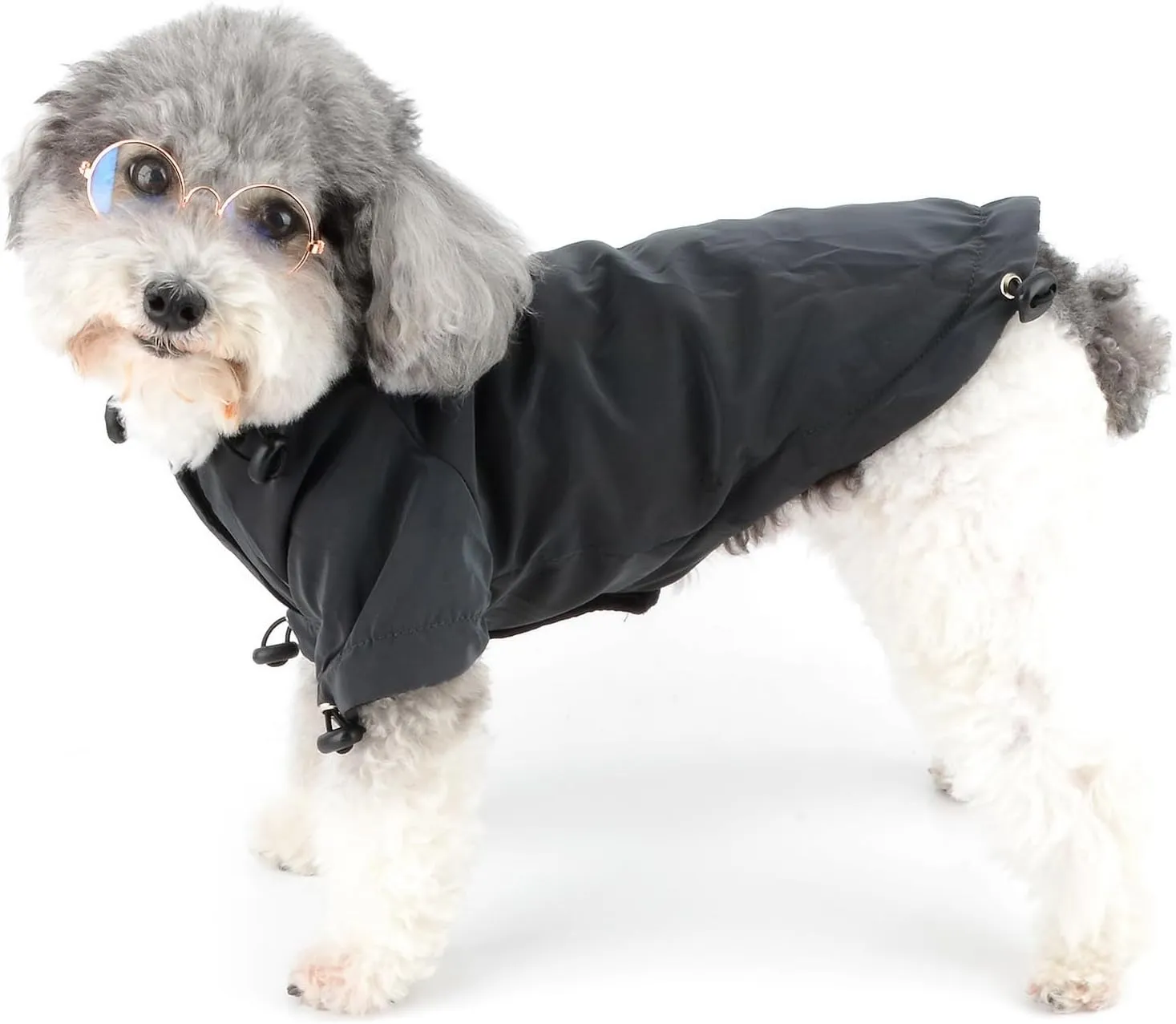 Zunea Waterproof Dog Jacket Coat for Medium Large Dogs Holographic Winter Warm Fleece Lined Hoodie Rain Coat Rainbow Reflective Clothes Drawstring Thermal Windbreakers Cold Weather Pet Apparel 4XL
